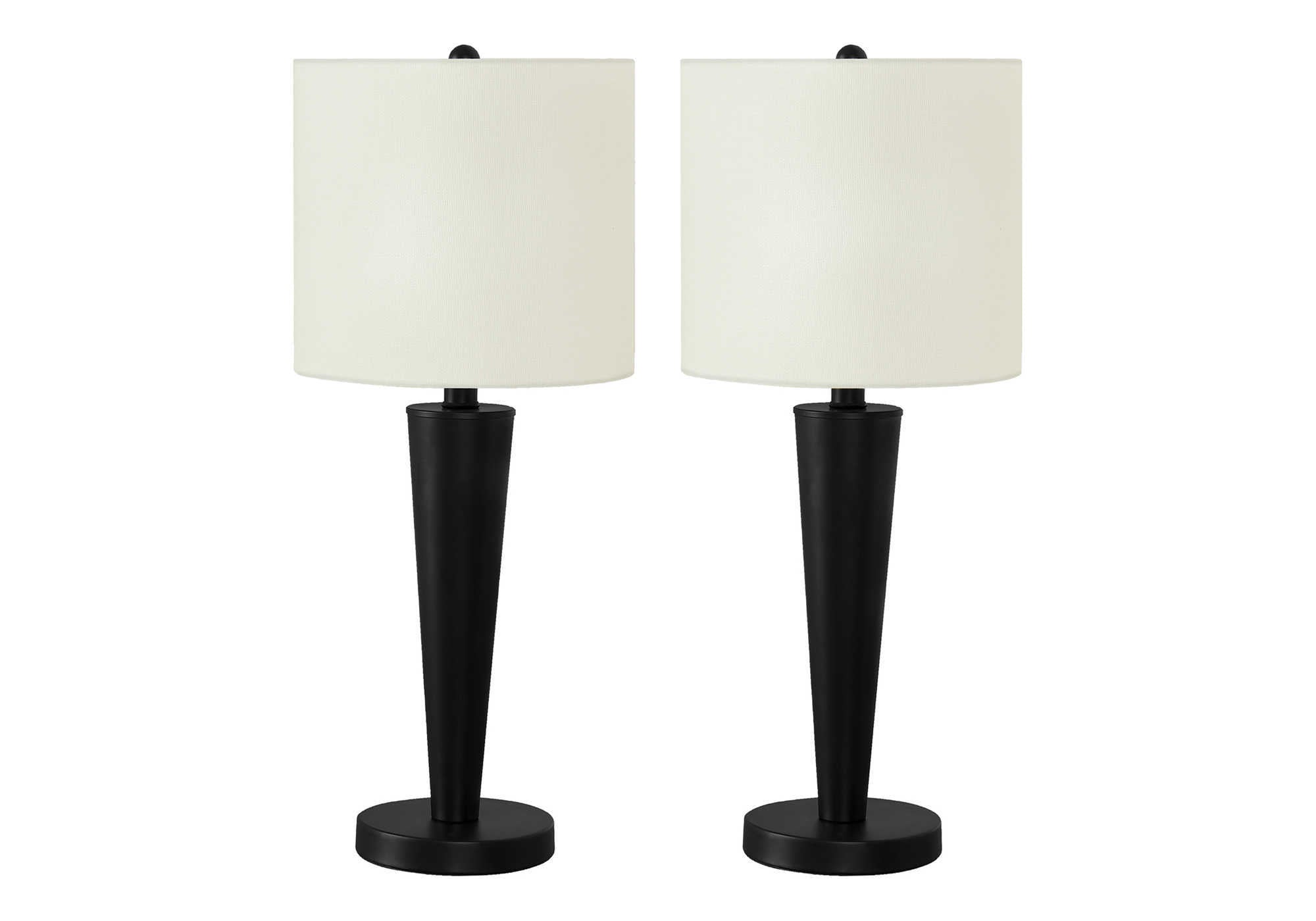 Lighting, Set Of 2, 24"H, Table Lamp, Usb Port Included, Black Metal, Ivory Cream Shade, Contemporary Black Metal