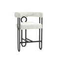 Coolmore Bar Stools Set Of 2, Modern Bar Stool With Back, Black Metal Frames, Upholstered Bar Stools For Kitchen Island, Pub, Club Beige Chenille Beige Foam Chenille