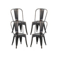 2Pc Modern Sanded Matte Black Metal Dining Room Kitchen Bar Chairs Contemporary Aesthetic Matte Black Finish 18 Inch Seat Height Standard Dining Matt Black Dining Room Wipe Clean Square