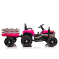 Ride On Tractor With Trailer,24V Battery Powered Electric Tractor Toy, 200W*2Motor 1.86 4.97Mph Remote Control,Electric Car For Kids,Three Speed Adjustable,Usb,Mp3 ,Bluetooth,Led Light, Safety Belt. Red 50 99 Lbs Polypropylene