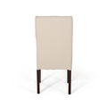 Dining Chair Beige Wood Fabric