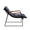 Distress Espresso And Matt Iron Accent Chair With Sled Base Espresso Primary Living Space Genuine Leather