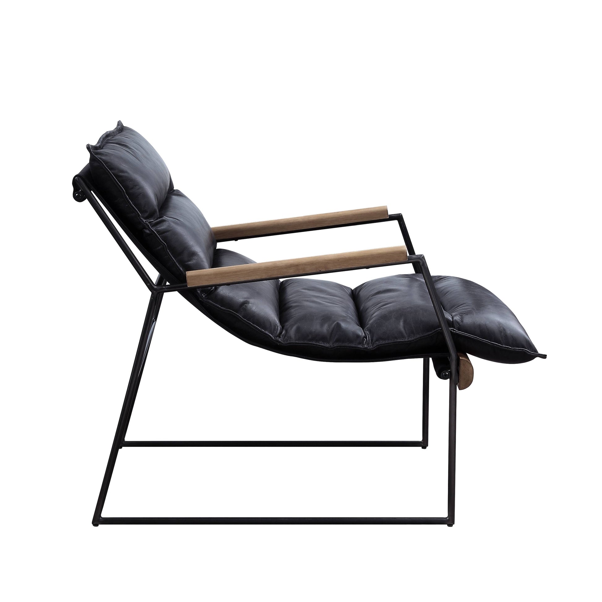 Distress Espresso And Matt Iron Accent Chair With Sled Base Espresso Primary Living Space Genuine Leather