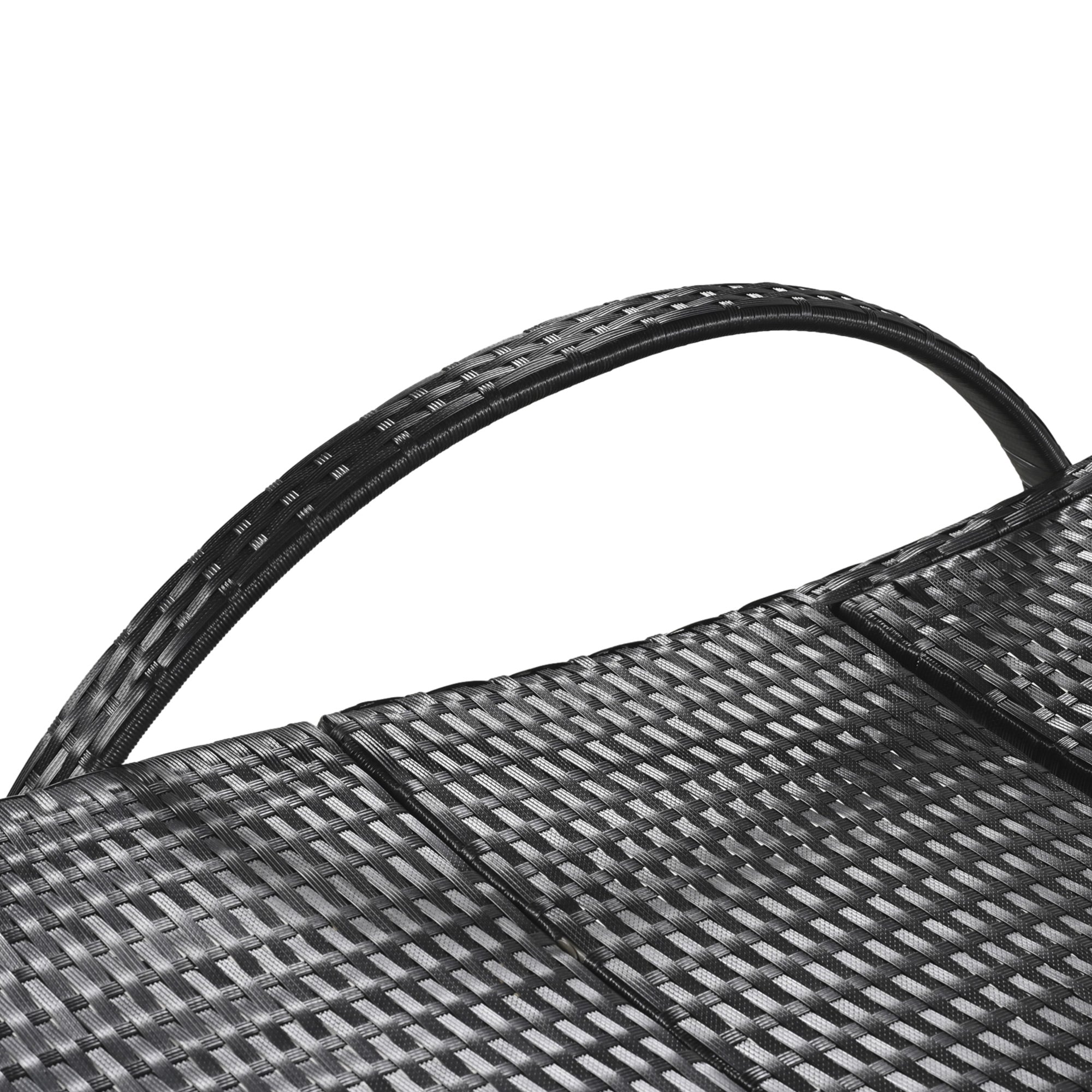 K&K 80'' Outdoor Wicker Chaise Lounge Chairs Set Of 2, Patio Rattan Reclining Chair Pull Out Side Table Adjustable Backrest Ergonomic Wave Design Pool Sunbathing Recliners, Black No Lounge Black