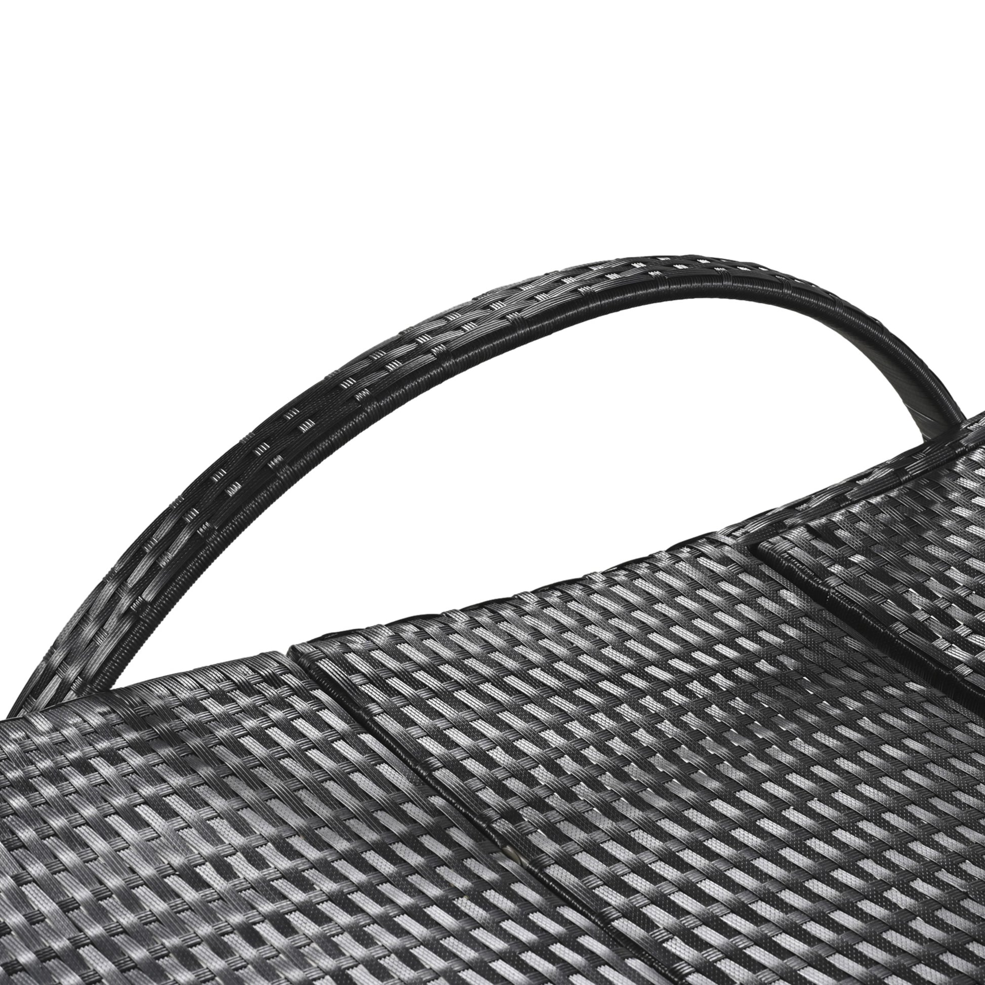 K&K 80'' Outdoor Wicker Chaise Lounge Chairs Set Of 2, Patio Rattan Reclining Chair Pull Out Side Table Adjustable Backrest Ergonomic Wave Design Pool Sunbathing Recliners, Black No Lounge Black