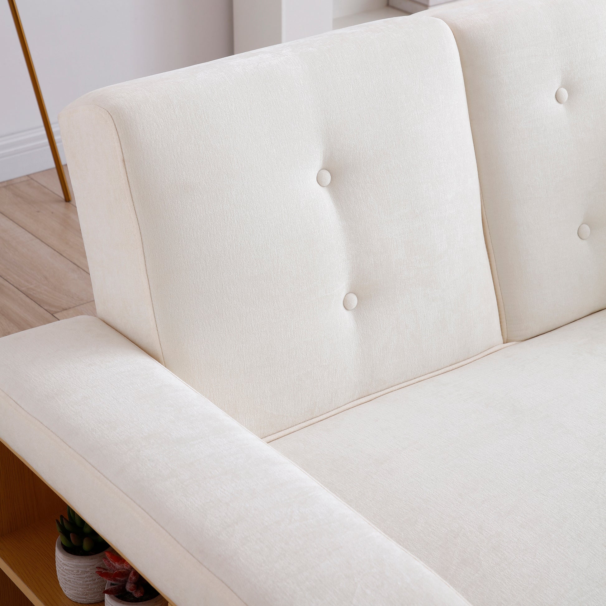 Convertible Sleeper Sofa Couch,Multifunctional Double Folding Sofa Bed,Storage Ottoman And Sofa Arm With Box And Drawer, Drop Down Table With 2Cup Holders For Living Room,Apartment,Office,Beige Beige Linen Wood Primary Living Space Modern Foam Cotton