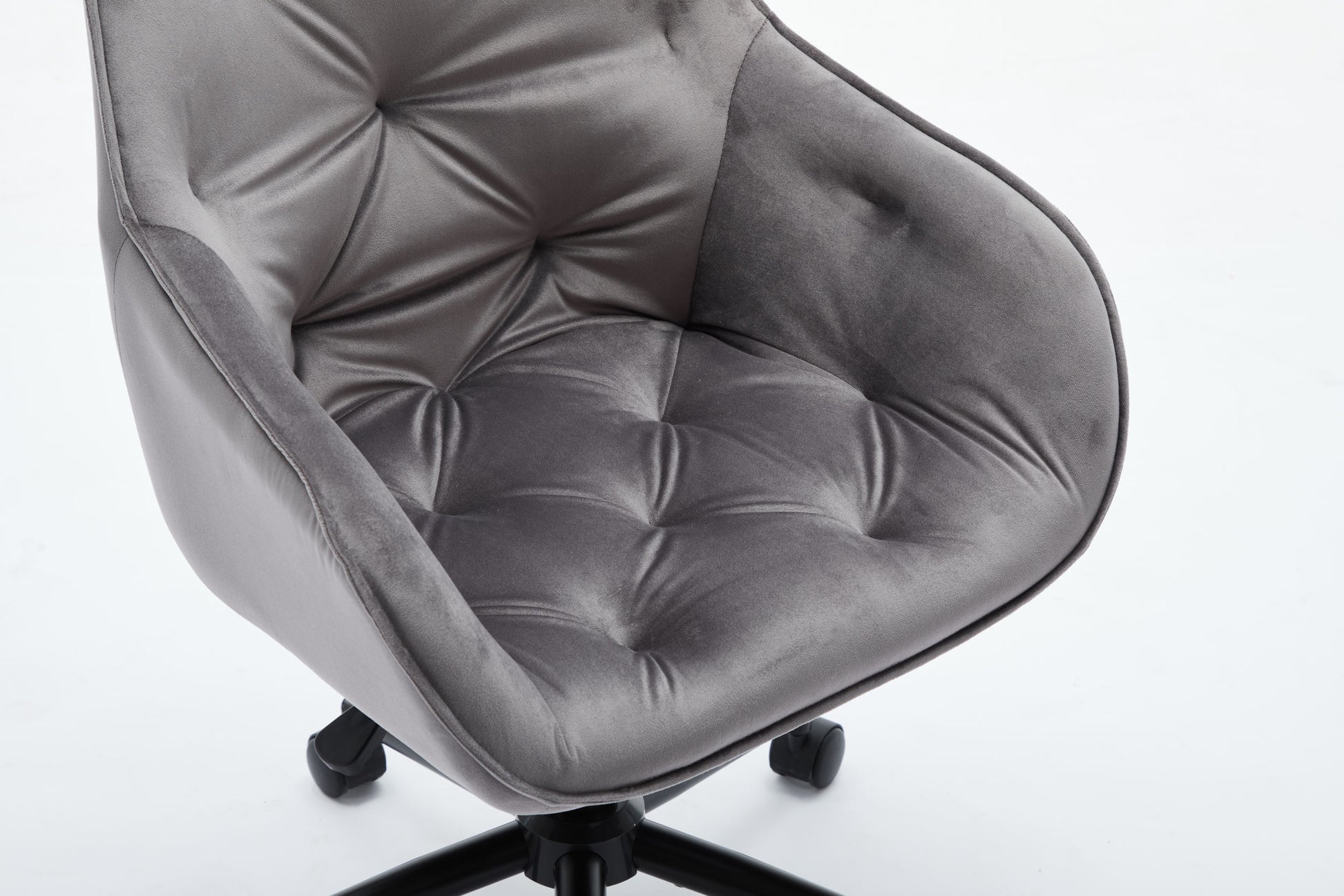 Elegent Velvet Office Chair With Wheels, Makeup Vanity Chair Height Adjustable For Teens Women Girls, Comfy Swivel Modern Leisure Armchair For Home Office, Bedroom, Study And Vanity. Gray Gray Primary Living Space Luxury,Modern Foam Iron