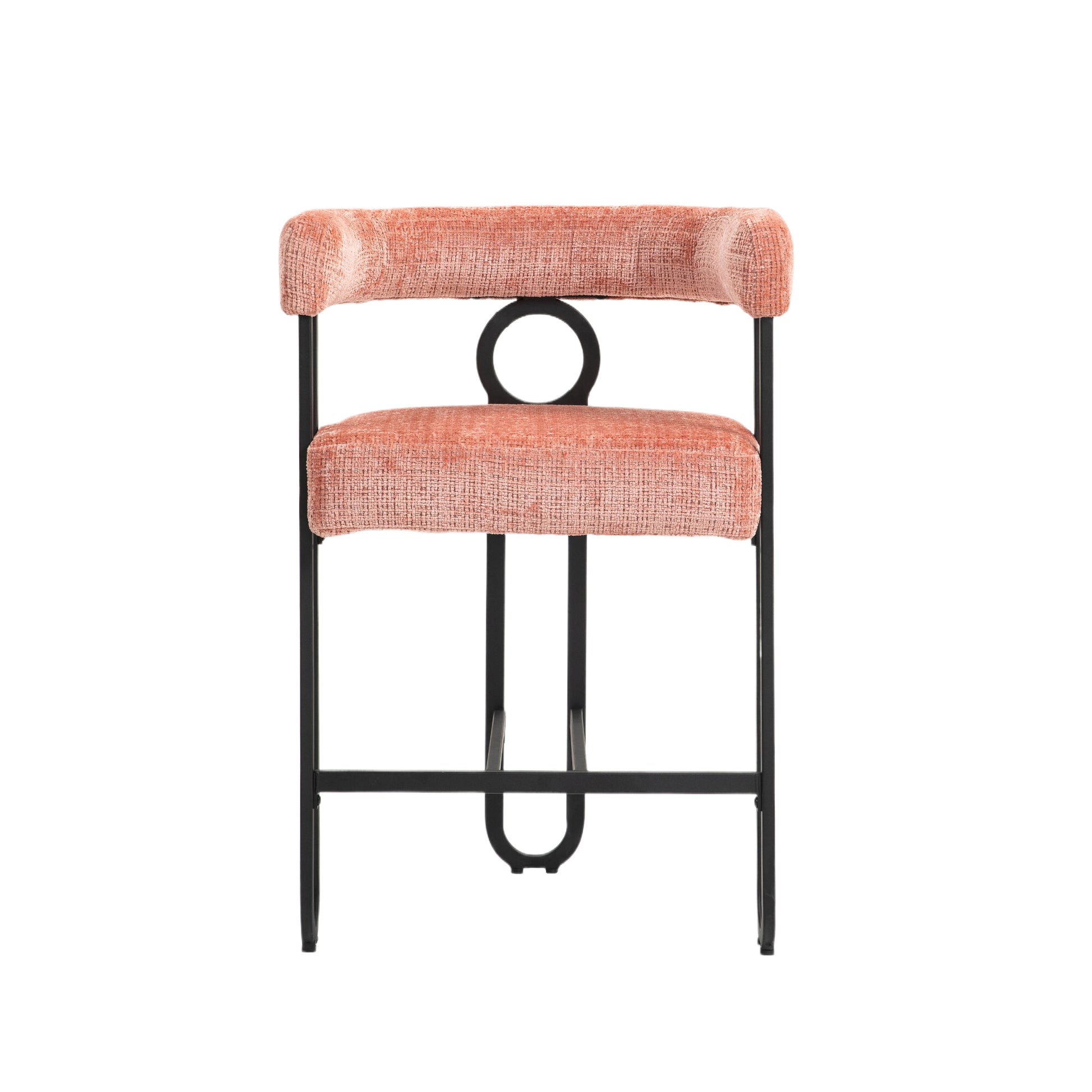 Coolmore Bar Stools Set Of 2, Modern Bar Stool With Back, Black Metal Frames, Upholstered Bar Stools For Kitchen Island, Pub, Club Pink Chenille Pink Foam Chenille
