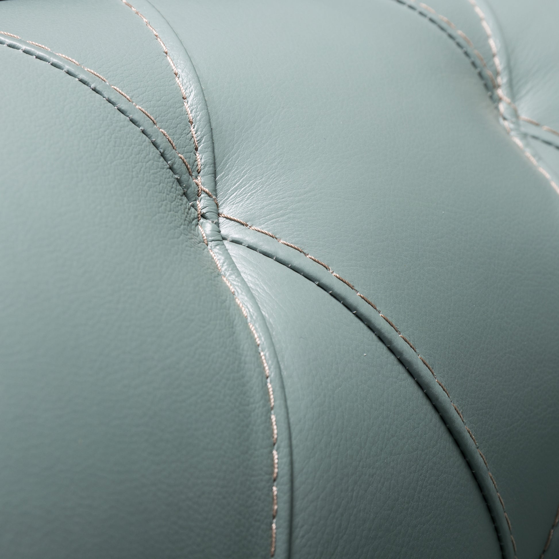 Modern Tufted Leather Sofa Seafoam Leather 3 Seat