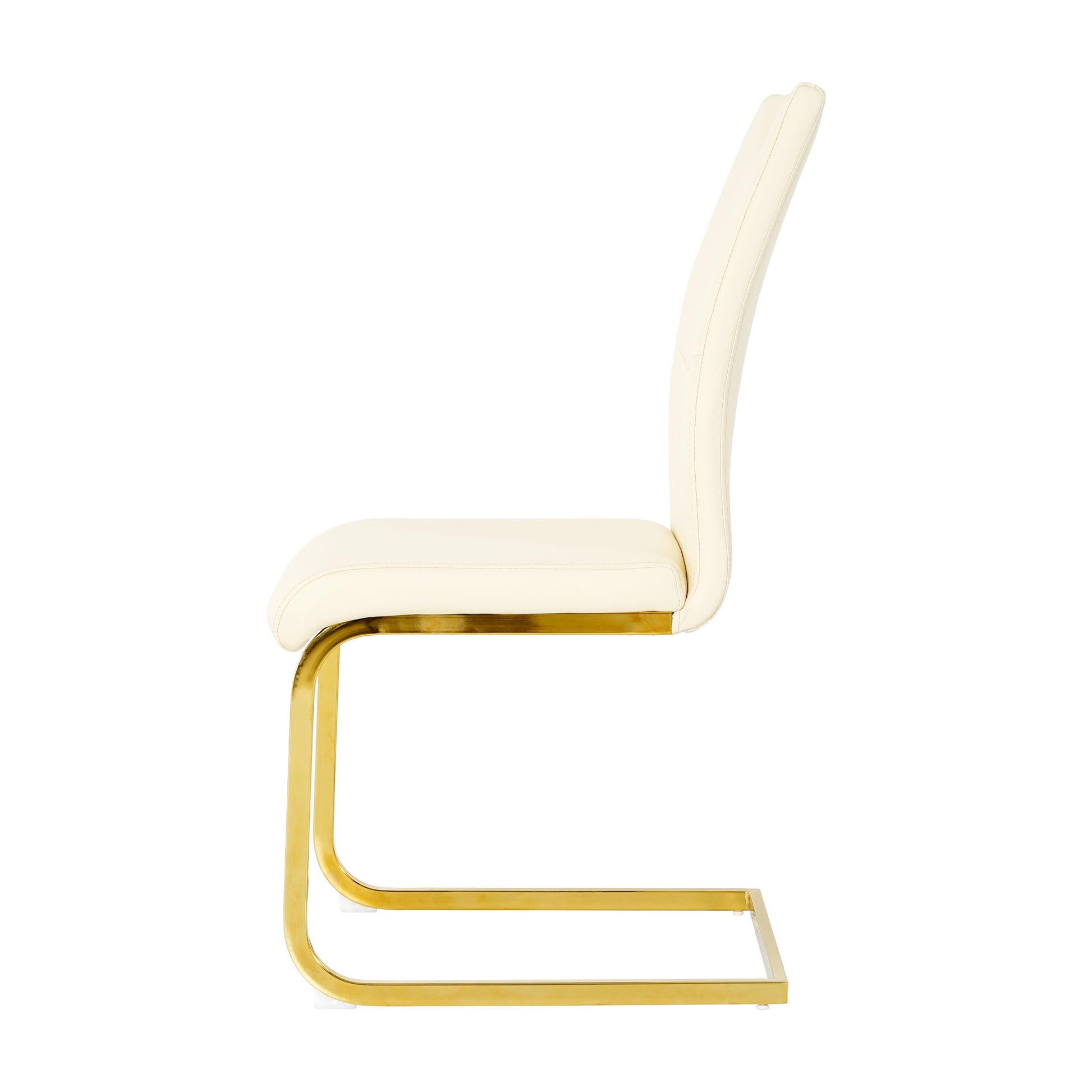 Modern Pu Dining Chair Living Room Chair Upholstered Chair, Gold Metal Chair Leg Design, Kitchen, Living Room, Bedroom, Dining Room Side Chair Set Of 2 Light Yellow Metal