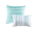 8 Piece Printed Seersucker Comforter And Quilt Set Collection Aqua Full Queen Full Aqua Polyester