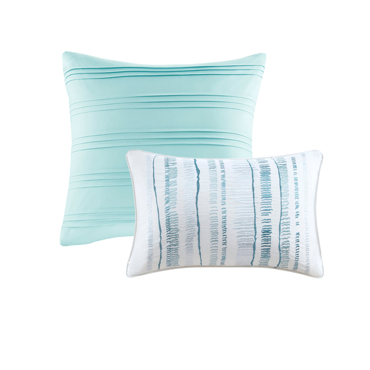 8 Piece Printed Seersucker Comforter And Quilt Set Collection Aqua Full Queen Full Aqua Polyester