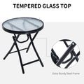 Outsunny 3 Piece Outdoor Rocking Bistro Set, Patio Folding Chair Table Set With Glass Coffee Table For Yard, Patio, Deck, Backyard, Grey Grey Fabric