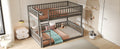 Full Xl Over Queen Bunk Bed With Ladder And Guardrails, Gray Box Spring Not Required Queen Gray Wood Bunk Solid Wood Mdf