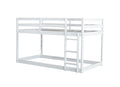 Solid Wooden, Solid Rubber Wooden Twin Over Twin Loft Bed With Ladder, With Bed Platform Of Strengthened Slats,White Twin White Rubber Wood