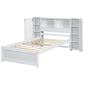 Twin Size Platform Bed With Storage Headboard And Lockers, White Twin Box Spring Not Required White Wood Bedroom Solid Wood Mdf