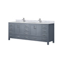 Dark Grey Double Bath Vanity 84 In. W X 22 In. D, Carrara Marble Top, And Faucet Set Dark Grey Plywood Wood