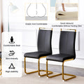 Table And Chair Set.Modern Rectangular Dining Table With Black Textured Stickers Glass Tabletop And Gold Plated Metal Legs.Paried With 4 Comfortable Chairs With Pu Seats And Golden Metal Legs. Black Gold Seats 4 Glass Metal