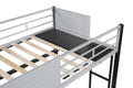 Triple Bunk Bed With Vent Board Sturdy Metal Frame Noise Free Wood Slats Separatable Into Three Beds No Box Spring Needed Twin Black Bunk Steel