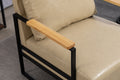 Leather Accent Chair Guest Chair For Living Room, Mid Century Armchair For Bedroom Khaki Pu