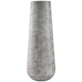 Fin 21 Inch Cylindrical Metal Vase, Subtly Textured, Antique Gray White White Metal