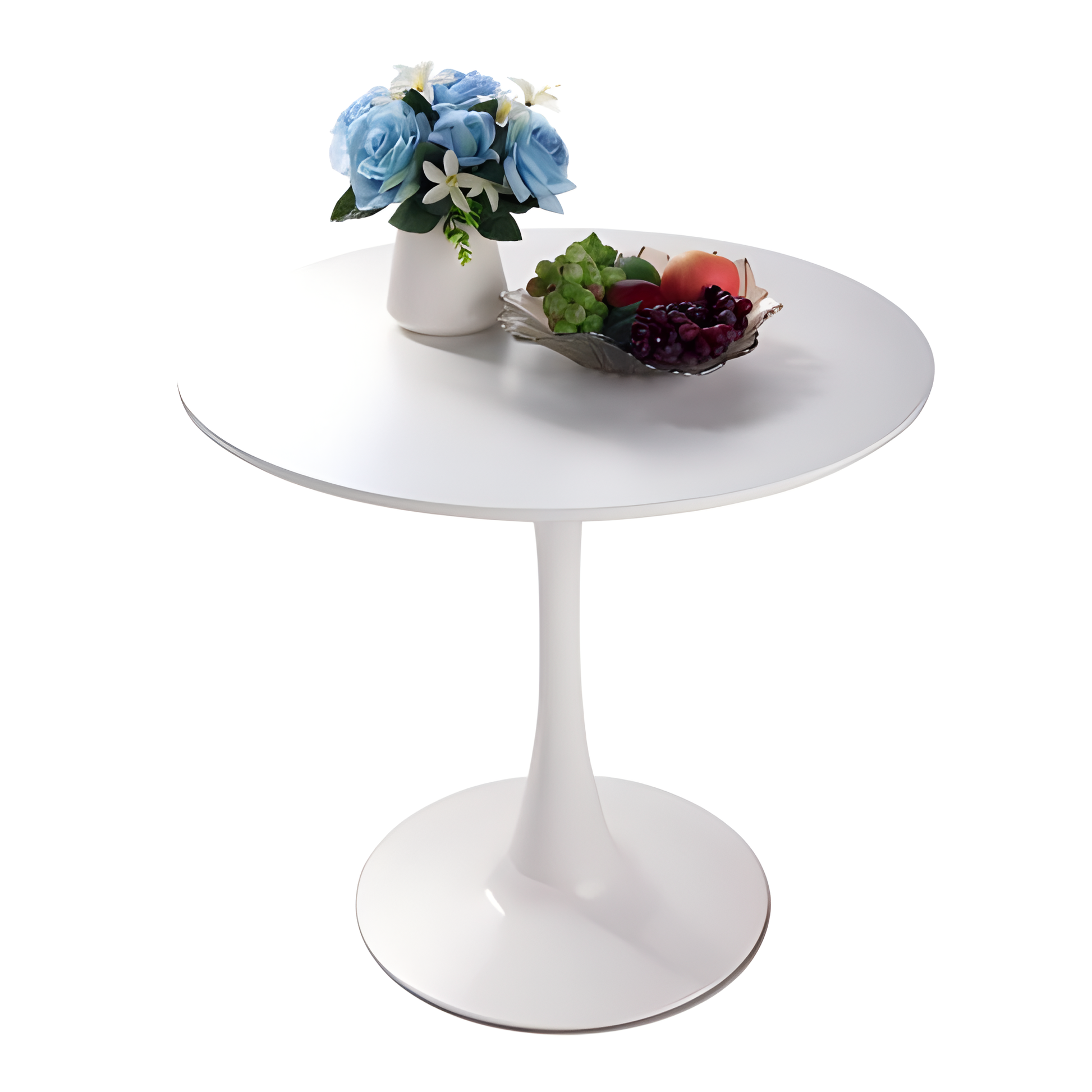 White Round Dining Table, 31.5" Tulip Table Kitchen Dining Table 2 4 People With Mdf Table Top & Pedestal Base, Mid Century End Table Leisure Coffee Table Office Living Room Table White Mdf