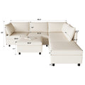 Modular Sectional Sofa, Convertible Sofa Seat With Storage, Sleeper Sectional Sofa Set, Fabric Flexible Modular Combinations For Living Room Beige Fabric 6 Seat