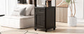 End Table With Solid Wood Legs, Side Table With Usb Ports, 1 Storage Cabinet And 1 Drawer For Living Room, Antique Espresso Antique Espresso Solid Wood Mdf