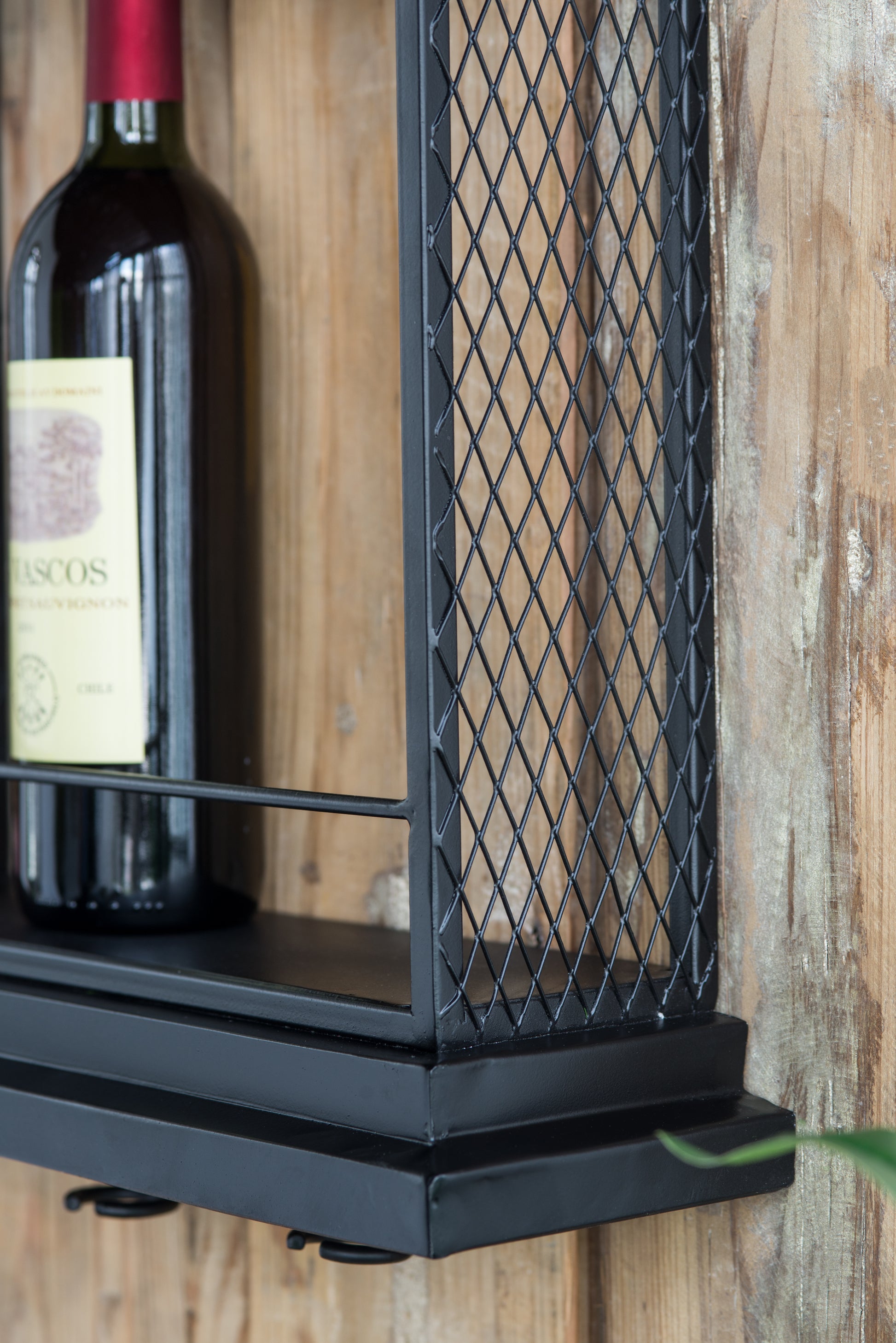 26X5.1X28.3" Black Floating Wine Bar Shelf With Glass Holder And Display Shelves Black Iron