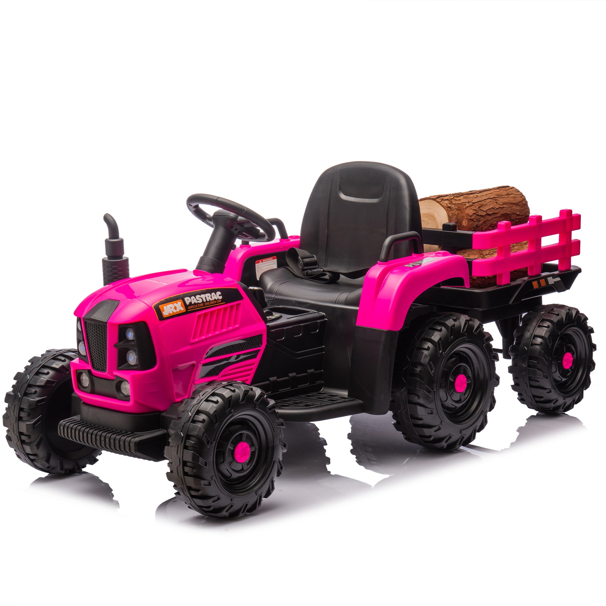 Ride On Tractor With Trailer,24V 400W Powered Electric Tractor Toy W Remote Control,Electric Car For Kids,Three Speed Adjustable,Power Display, Usb,Mp3 ,Bluetooth,Led Light,Two Point Safety Belt. Rose Pink 50 99 Lbs Polypropylene