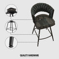 Bar Chair Suede Woven Bar Stool Set Of 2,Black Legs Barstools No Adjustable Kitchen Island Chairs,360 Swivel Bar Stools Upholstered Bar Chair Counter Stool Arm Chairs With Back Footrest, Blue Metal Blue Kitchen Dining Chairs Foam Technical Leather