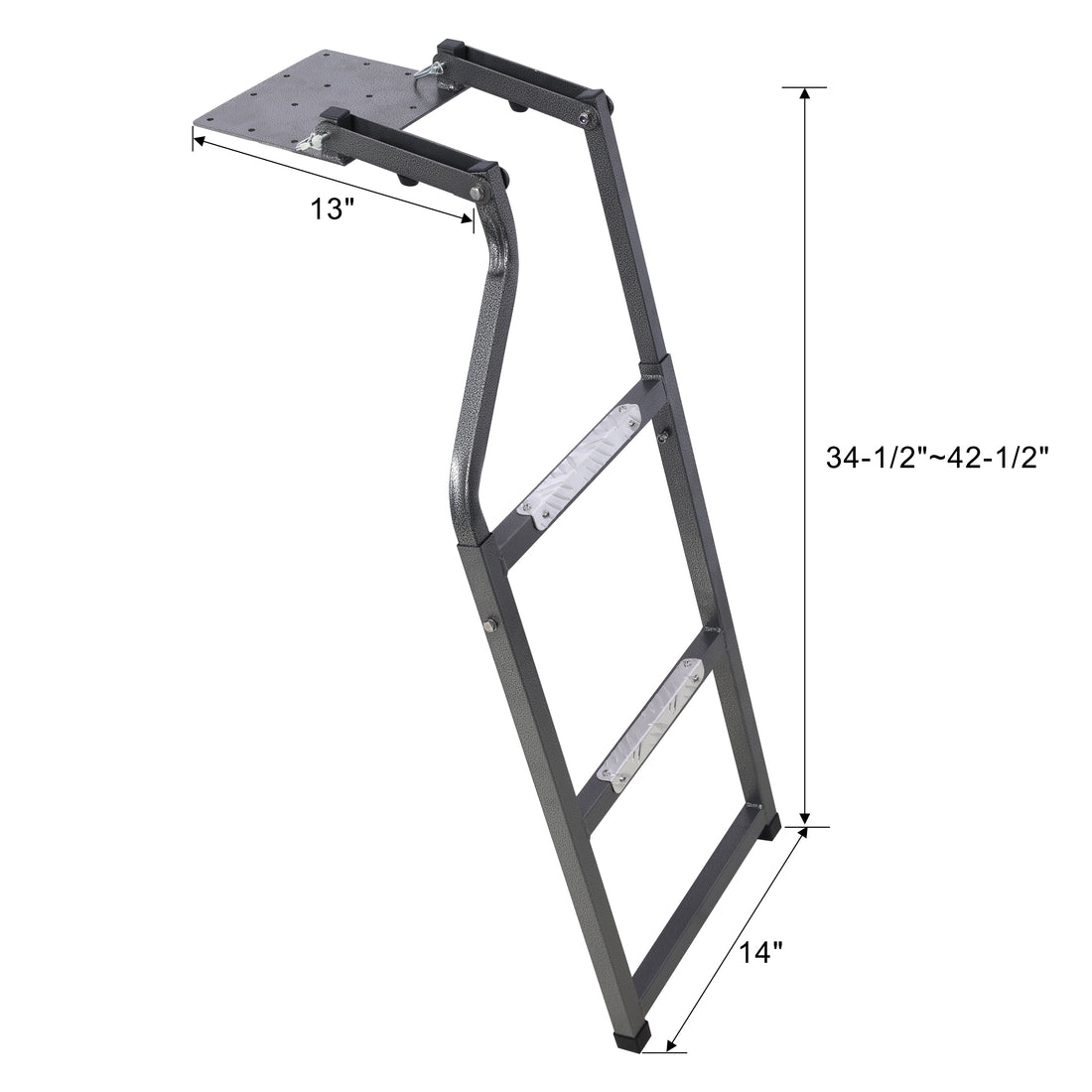 Pickup Truck Tailgate Ladder Universal Fit, Stainless Steel Self Drilling Hex Screws For Easy Install, Durable Aluminum Step Grip Plates, And Sturdy Rubber Ladder Feet Black Steel