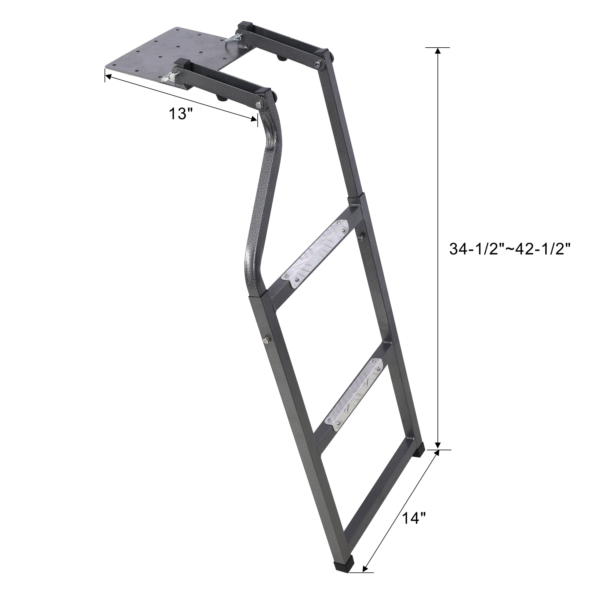 Pickup Truck Tailgate Ladder Universal Fit, Stainless Steel Self Drilling Hex Screws For Easy Install, Durable Aluminum Step Grip Plates, And Sturdy Rubber Ladder Feet Black Steel