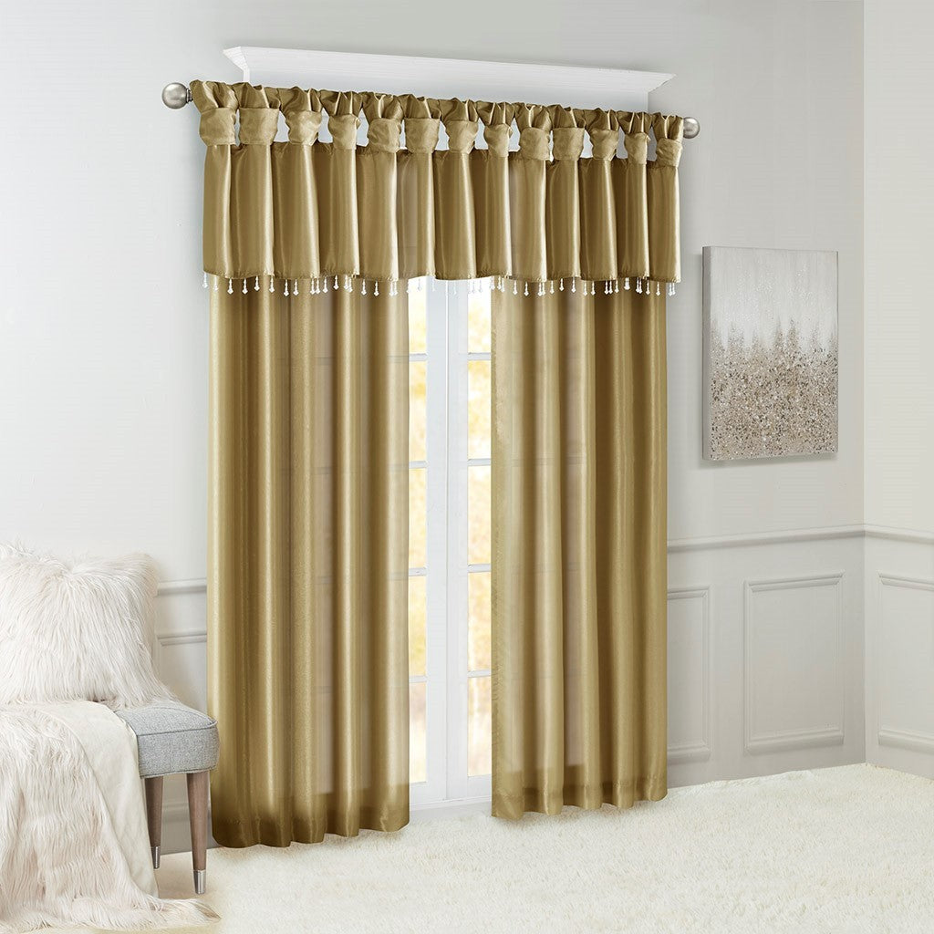 Twist Tab Lined Window Curtain Panel Only 1 Pc Panel Bronze Polyester