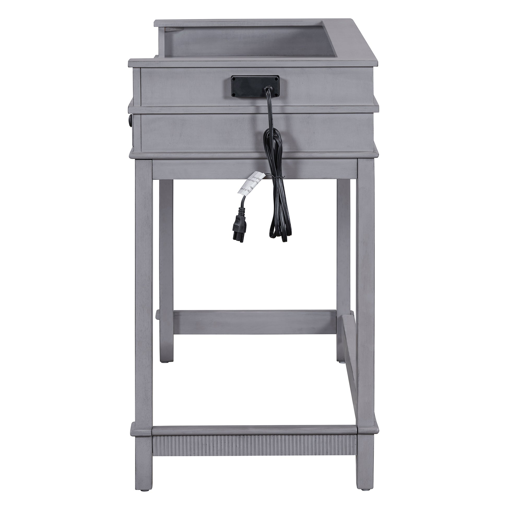 4 Piece Dining Table Set For 3, Retro Kitchen Table And Chairs Set With 3 Storage Drawers, Ideal For Small Spaces Gray Gray Mdf,Rubber Wood