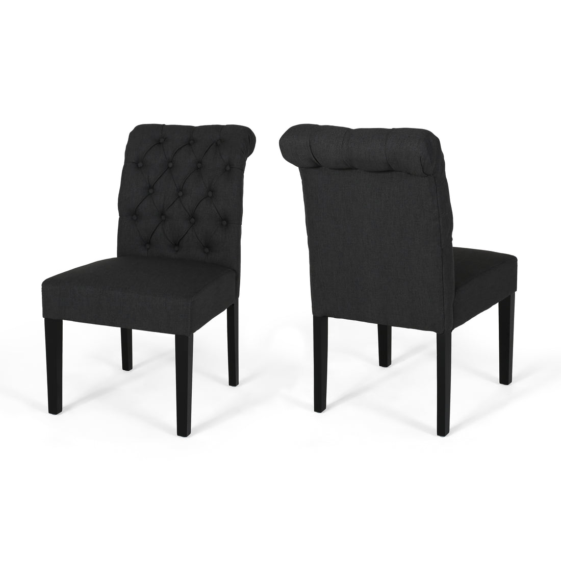 Broxton Tuft Dining Rolltop Kd Mp2 Set Of 2 Dark Gray Fabric