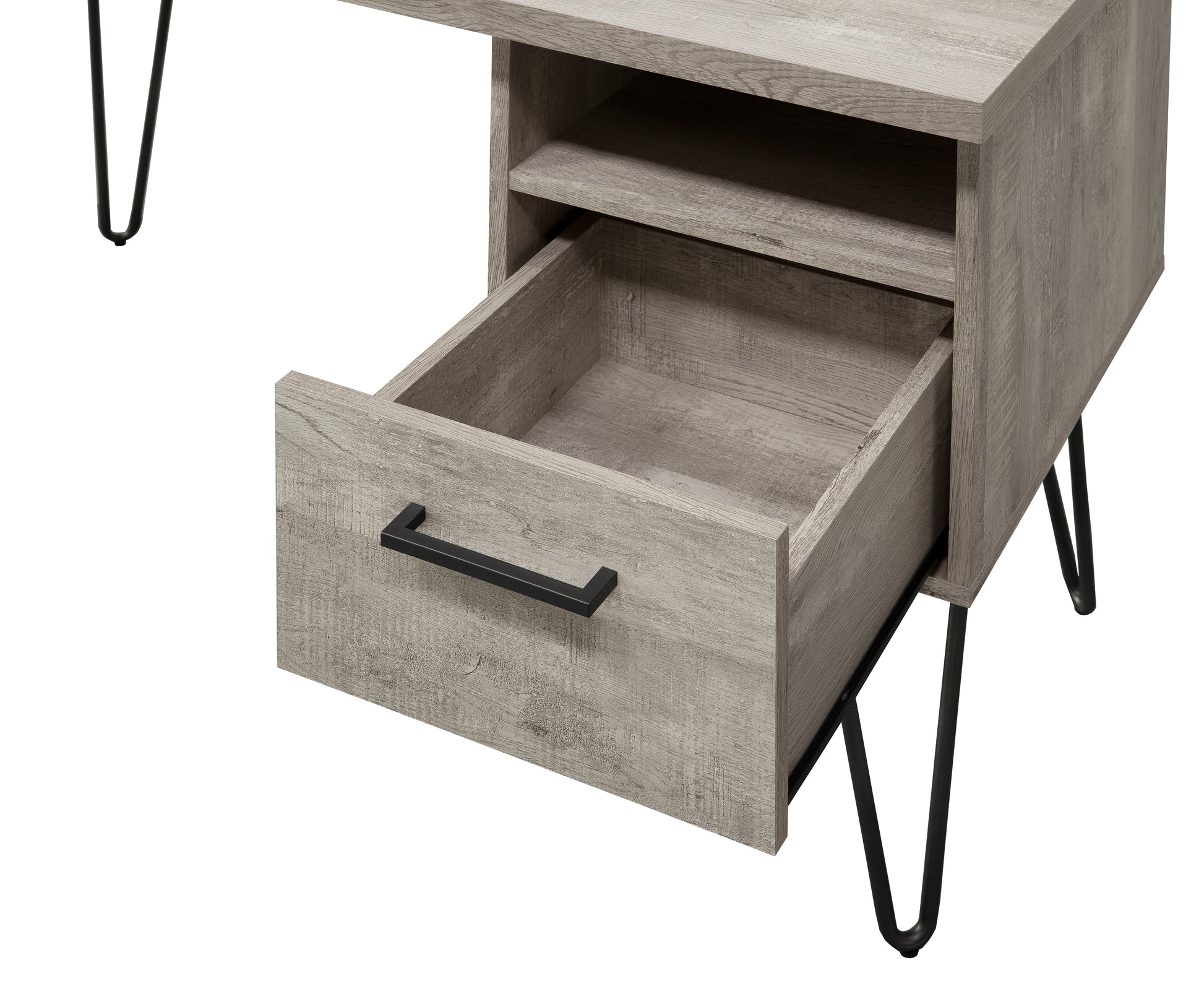 Grey Oak Desk Gray Wash Mdf Metal