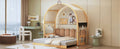 Twin Size Extended Bed With Arched Roof And Trundle, Natural Twin Natural Plywood