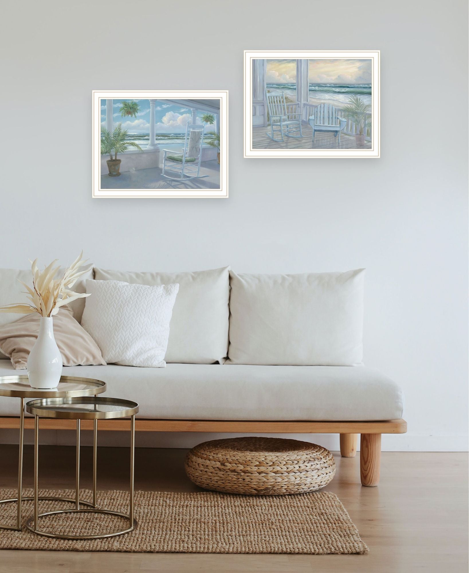 "Coastal Porch Relaxing" Framed Wall Art For Living Room, Wall Art Print For Home Decor, Bedroom Wall Art By Georgia Janisse Multicolor Wood Paper