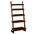 Antique Oak 1Pc Ladder Shelf 5 Tier Shelf For Books Modern Style Living Room Display Shelf Book Shelf 5 Oak Primary Living Space Open Back Contemporary,Modern,Rustic,Transitional Solid Wood