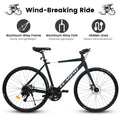 A28320 700C Ecarpat Road Bike, 24 Speed L Twoo Disc Brakes, Light Weight Aluminum Frame ,Racing Bike City Commuting Road Bicycle For Men Women Dark Blue Aluminium