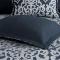 8 Piece Jacquard Comforter Set Navy Silver King King Navy Silver Polyester