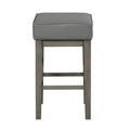 Transitional Gray Faux Leather Seat 24 Inch Counter Height Stools Set Of 2, Antique Gray Finish Solid Wood Frame Antique Gray,Gray Gray Dining Room Transitional Solid Wood