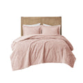 Embroidered Medallion Faux Fur Ultra Plush Comforter Mini Set Twin Blush Polyester