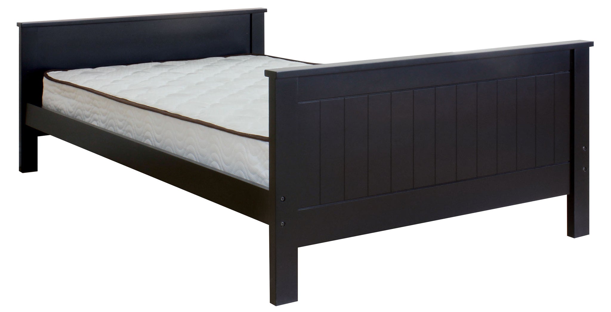 Black Twin Panel Bed With Slat And Headboard Box Spring Not Required Twin Black Wood Bedroom Panel Particle Board Mdf