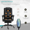 Vinsetto 7 Point Vibrating Massage Office Chair, High Back Executive Recliner With Lumbar Support, Footrest, Reclining Back, Adjustable Height, Black Black Faux Leather