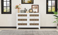 Rustic Farmhouse Style Wooden Dresser With 6 Drawers, Storage Cabinet For Bedroom With Metal Handles, White White Particle Board