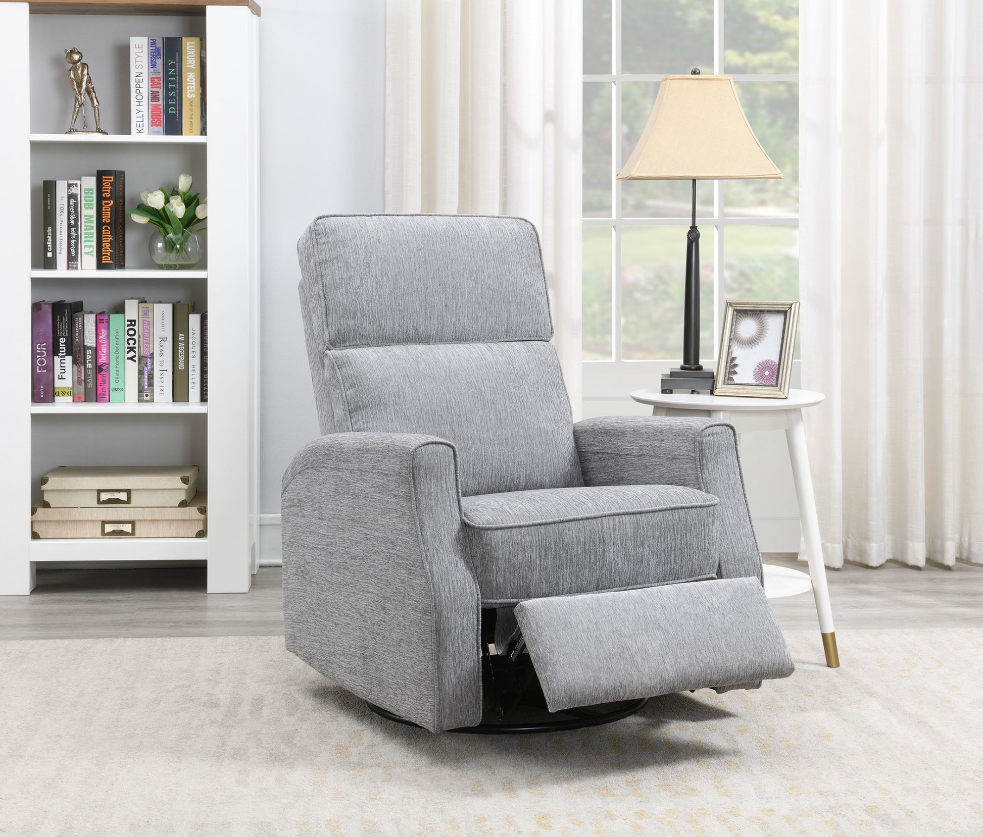 Tavor Gray Swivel Gliding Recliner Gray Foam Engineered Wood