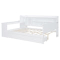 Full Size Wooden Daybed With 3 Drawers, Usb Ports And Desk ,White Twin White Wood