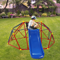 Xcf007 6Ft Dome Climber With 1.2M Slide For Age 3 Climber With Climbing Stones Blue Red Metal